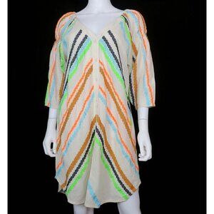 Devotion Twins Rhodolitis Stripe Dress Tunic Button-up Pockets Women's Small